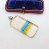 Sterling Silver Bale Blown Art Glass Drop Charm Pendant Vintage c1970