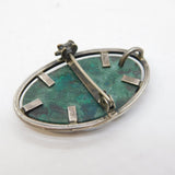 Studio Sterling Silver Mounted Green Quartz Brooch Pin Vintage c1970s
