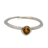 Sterling Silver Topaz Solitaire Stacking Band Ring Vintage c1970 Size L 1/2