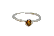 Sterling Silver Topaz Solitaire Stacking Band Ring Vintage c1970 Size L 1/2