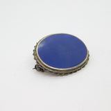Sterling Silver Dark Blue Hardstone Oval Brooch Pin Vintage 1973 London