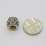 Sterling Silver Blue Crystal Patterned Charm Bead Vintage c2000
