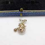 Sterling Silver Man Riding a Pennyfarthing Bicycle Charm Pendant Vintage c1970