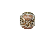 Sterling Silver Pink Enamel Heart Charm Bead For Bracelet Vintage c2000