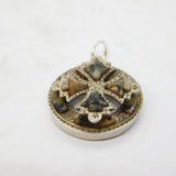 Victorian Scottish Sterling Silver, Granite & Agate Cross Pendant Antique c1860s