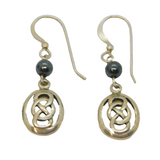 Pair of Sterling Silver Celtic Design Hook Drop Studio Earrings Vintage c1990