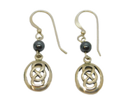 Pair of Sterling Silver Celtic Design Hook Drop Studio Earrings Vintage c1990