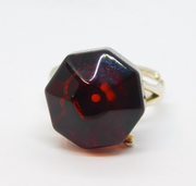 Sterling Silver Bakelite Amber Statement Ring Vintage c1970 Size N 1/2