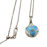 Nicole Barr Boxed Sterling Silver, Sapphire & Enamel Floral Necklace Vintage