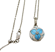 Nicole Barr Boxed Sterling Silver, Sapphire & Enamel Floral Necklace Vintage