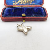 Sterling Silver Puffy Cross Charm Pendant Vintage c1970