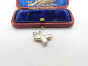 Sterling Silver Puffy Cross Charm Pendant Vintage c1970