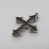 Sterling Silver Amethyst Set Gothic Cross Pendant Vintage