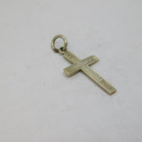 Sterling Silver Small Patterned Cross Charm Pendant Vintage c1970