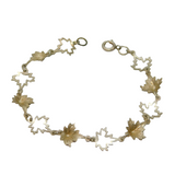 Sterling Silver Maple Leaf Form Linked Bracelet Vintage c1970's