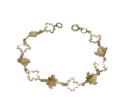 Sterling Silver Maple Leaf Form Linked Bracelet Vintage c1970's