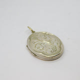 Sterling Silver Floral Design Oval Double Locket Pendant Vintage c1970