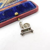 Sterling Silver Spinning Wheel Charm Pendant Vintage c1970
