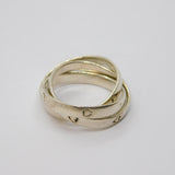 Sterling Silver Triple Band Heart Stamped Wedding Ring Vintage c1970 Size K