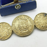 George V .500 Silver Gilt Shilling & Sixpence Coin Brooch Antique 1928 Deco