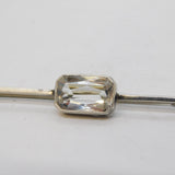 Sterling Silver & Faceted Rock Crystal Set Bar Brooch Antique Art Deco