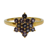Contemporary 9ct Yellow Gold & Iolite Set Floral Cluster Ring Birmingham 2021