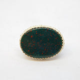 Victorian Sterling Silver & Bloodstone Agate Set Fob Pendant Antique c1890s