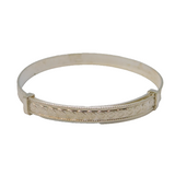Art Deco Style Sterling Silver Floral Chased Bangle Bracelet 1993 Birmingham