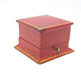 Art Deco Red Tooled Leather Presentation Ring Box Antique c1920s