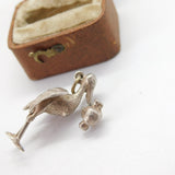 Sterling Silver Stork Carrying the Baby Charm Pendant Vintage c1970