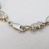 Studio Sterling Silver Walking Elephant Panel Necklace Vintage c1980s