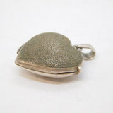 Sterling Silver Textured Pattern Heart Locket Charm Pendant Vintage c1970s