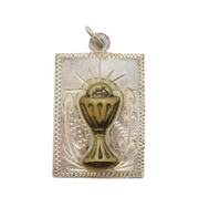 Sterling Silver & Brass Holy Grail Pendant Vintage c1970s