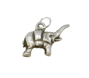 Sterling Silver Good Luck Trunk Up Elephant Charm Pendant Vintage c1970