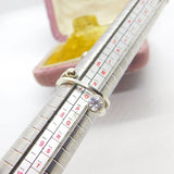 Sterling Silver Twist Band Ring With Diamond Paste Vintage c1970 Size O