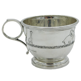 Sterling Silver Animal Pattern Christening Mug Vintage 1952 Birmingham