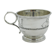Sterling Silver Animal Pattern Christening Mug Vintage 1952 Birmingham