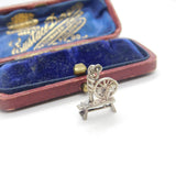 Sterling Silver Sewing Spinning Wheel Charm Pendant Vintage c1970
