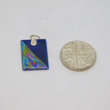 Sterling Silver Two-Tone Metallic Resin Rectangle Studio Pendant Modern c1990s