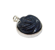Sterling Silver Blue Hardstone Flower Charm Pendant Vintage c1970s