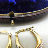 Silver Gilt Bi-Colour and Diamond Paste Hoop Earrings Vintage c1970