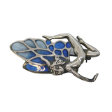 Art Nouveau Style Sterling Silver Blue Enamel Fairy Brooch Vintage