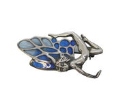 Art Nouveau Style Sterling Silver Blue Enamel Fairy Brooch Vintage