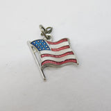 Sterling Silver Enamel USA Flag Charm Pendant Vintage c1970