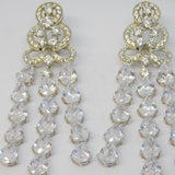 Pair of Large Sterling Silver Crystal Set Sparkling Statement Earrings Vintage