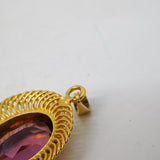 Sharmaine Paris Gold Plated Amethyst Set Drop Pendant Vintage c1960