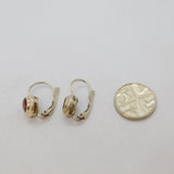 Pair of Sterling Silver Faceted Garnet Leverback Studio Earrings Vintage c1970