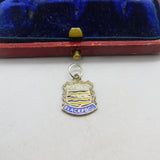 Sterling Silver and Enamel Blackpool Travel Shield Charm Pendant Vintage c1970
