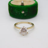 Sterling Silver Gilt Paste Set Ring Vintage c1970 Size P UK