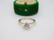 Sterling Silver Gilt Paste Set Ring Vintage c1970 Size P UK